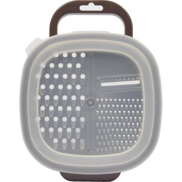 Kitchen grater Grater with storage tray and lid -25x20x6cm - Grey