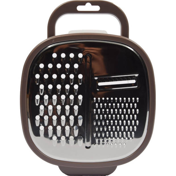 Kitchen grater Grater with storage tray and lid -25x20x6cm - Grey