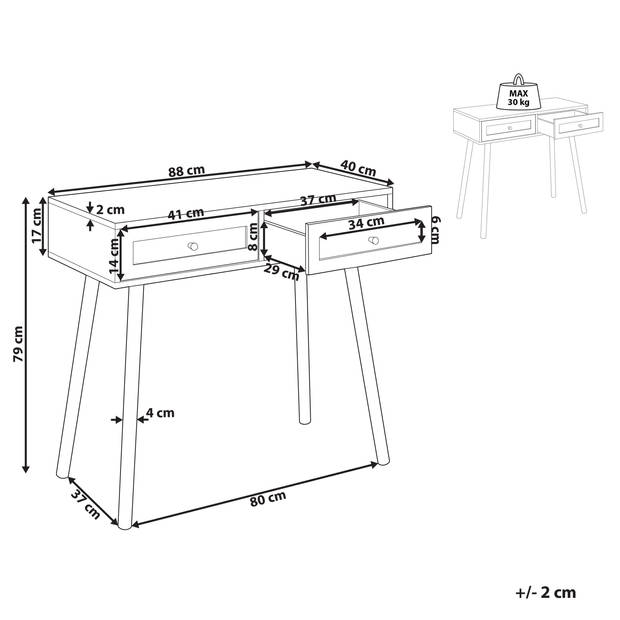 Beliani ODELL - Consoletafel-Lichte houtkleur-Vezelplaat, Rotan