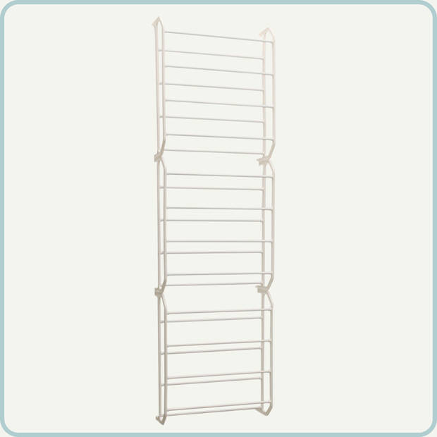 Nordix Schoenenrek - Hangend - Schoenen opbergsysteem - Geschikt voor 36 paar Schoenen - Wit - 52x180x17cm - IJzer