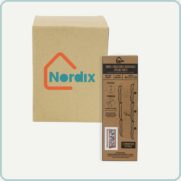 Nordix Schoenenrek - Hangend - Schoenen opbergsysteem - Geschikt voor 36 paar Schoenen - Wit - 52x180x17cm - IJzer