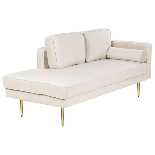 Beliani MIRAMAS - Chaise longue-Beige-Fluweel