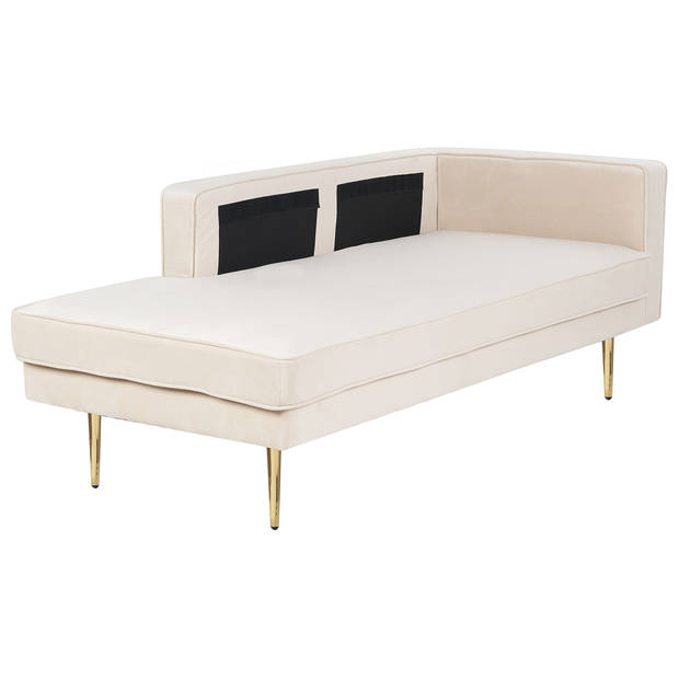 Beliani MIRAMAS - Chaise longue-Beige-Fluweel