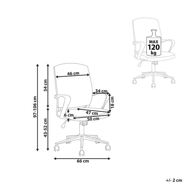 Beliani BONNY - Bureaustoel-Grijs-Polyester