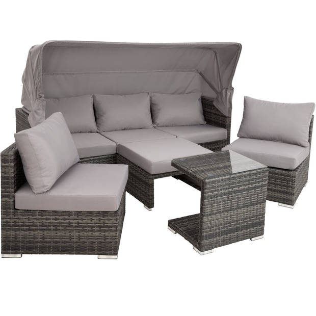 tectake - Wicker loungeset loungebank San Marino - grijs - 403237