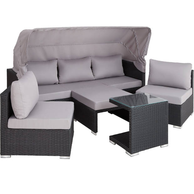 tectake - Wicker loungeset loungebank tuinset San Marino - zwart - 403426