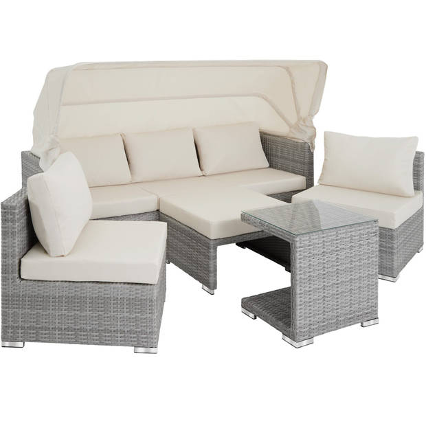 tectake - Wicker loungeset loungebank tuinset San Marino - lichtgrijs - 403712