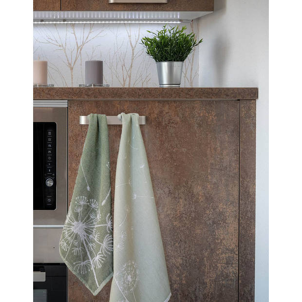 Luxe keukendoeken - 6 stuks - 50x50 - dandelion - oud groen