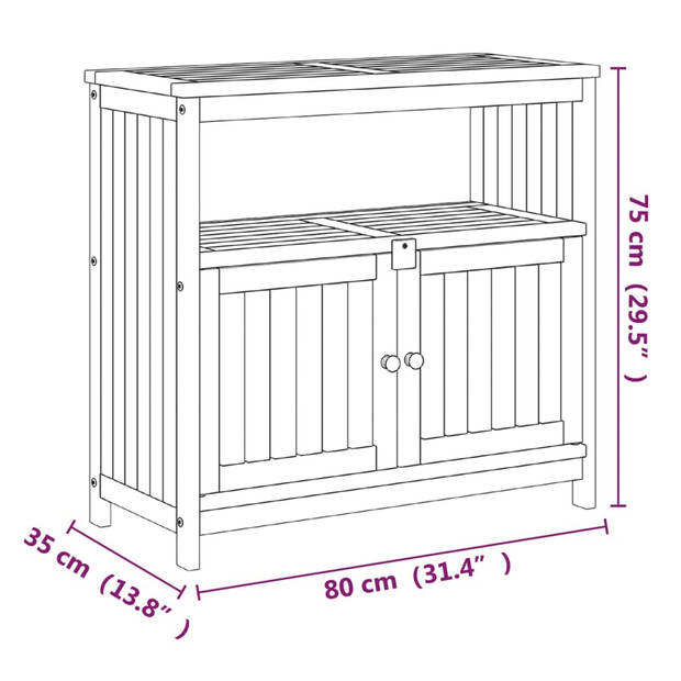 vidaXL Tuinwandtafel 80x35x75 cm massief acaciahout