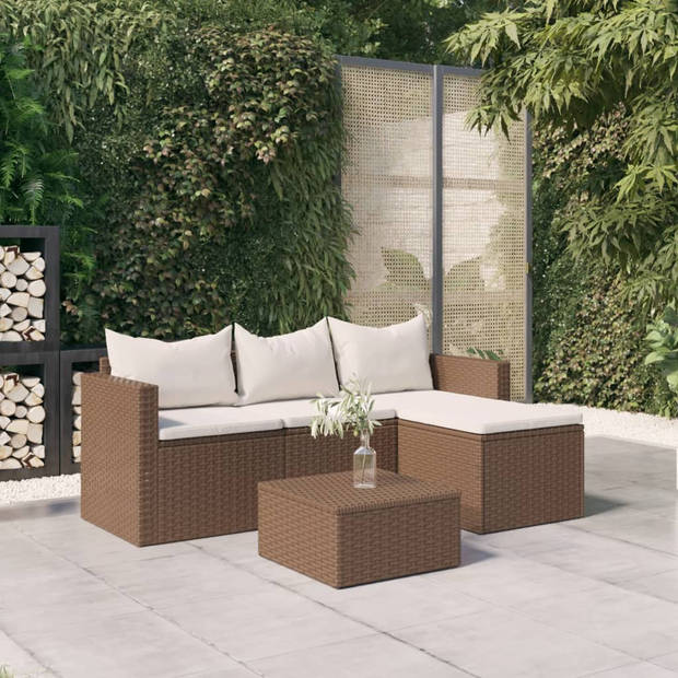 vidaXL Loungeset poly rattan bruin