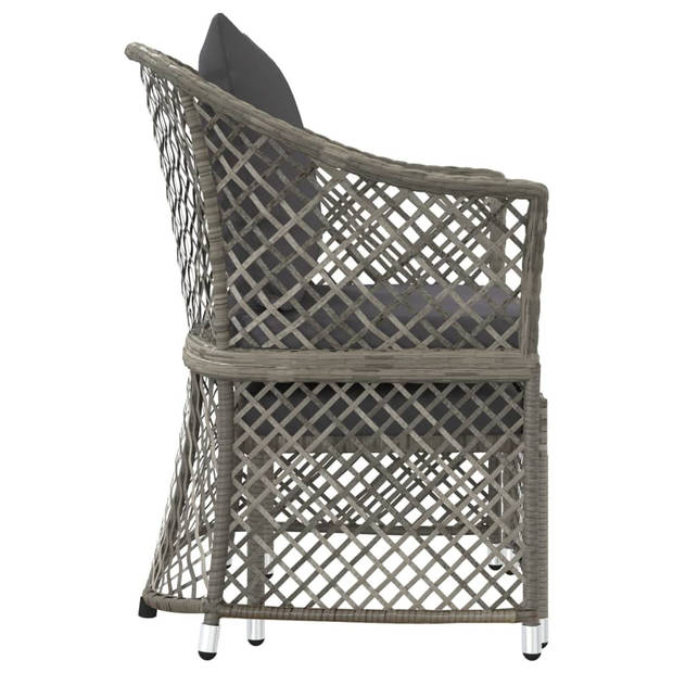 vidaXL 2-delige Loungeset met kussens poly rattan grijs