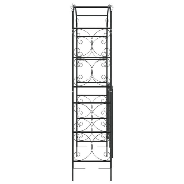 vidaXL Tuinboog met poort 108x45x235 cm staal zwart