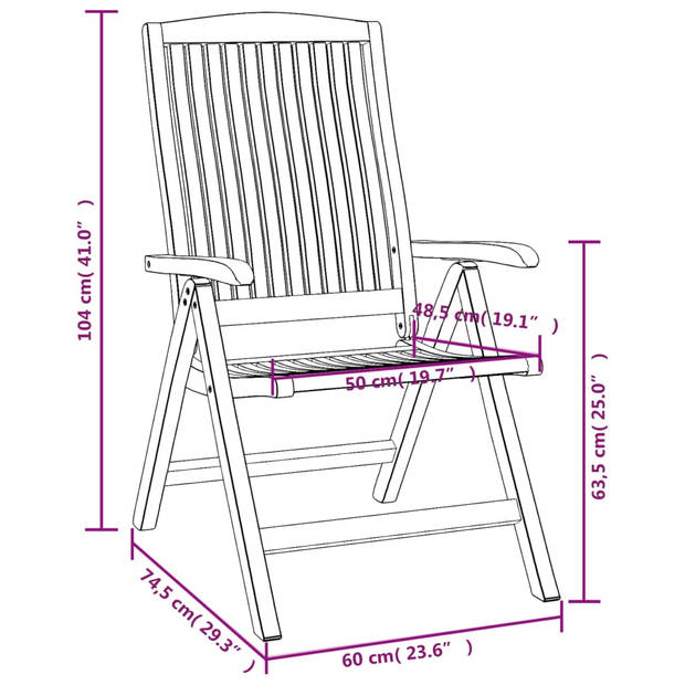 vidaXL Tuinstoelen 2 st verstelbaar massief teakhout