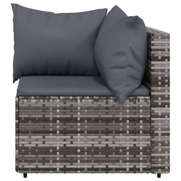 The Living Store Loungeset - Grijs - PE-rattan - Stalen frame - Modulair design - Comfortabel zitkussen - Inclusief
