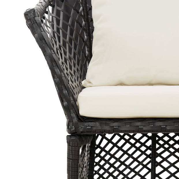 vidaXL 2-delige Loungeset met kussens poly rattan zwart