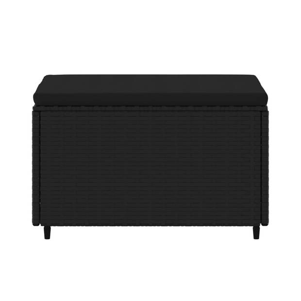 The Living Store voetensteunen - zwart - 55 x 55 x 31 cm - weerbestendig PE-rattan - stevig frame - modulair ontwerp -