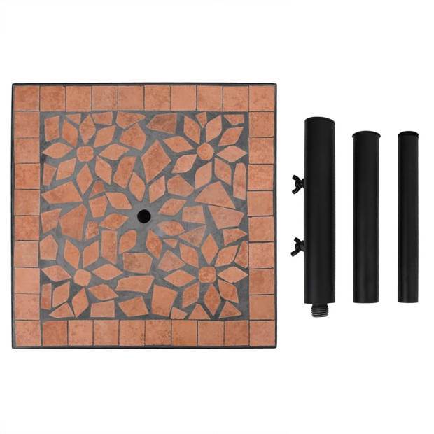 The Living Store Parasolvoet Terracotta - Keramiek/IJzer - 40 x 40 x 28 cm - Verstelbaar