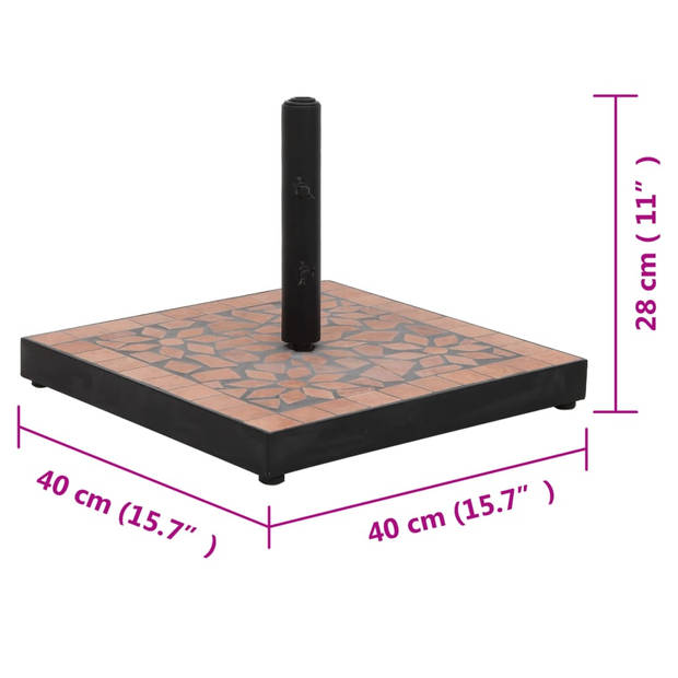 vidaXL Parasolvoet vierkant 12 kg terracottakleurig