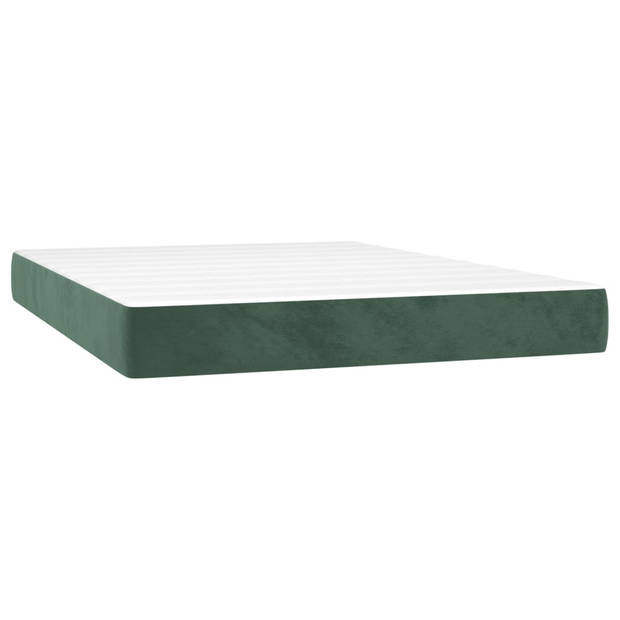 vidaXL Boxspring met matras fluweel donkergroen 140x190 cm