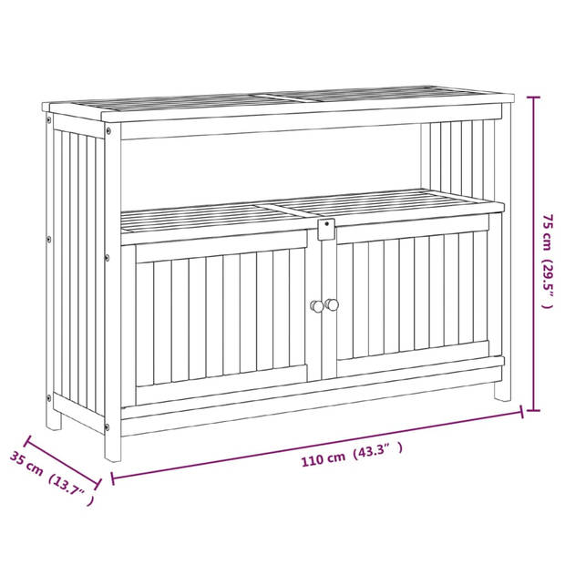 vidaXL Tuinwandtafel 110x35x75 cm massief acaciahout