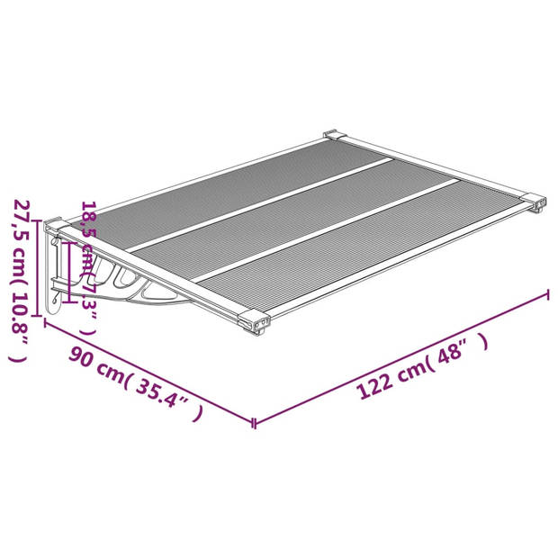 vidaXL Deurluifel 122x90 cm polycarbonaat zwart