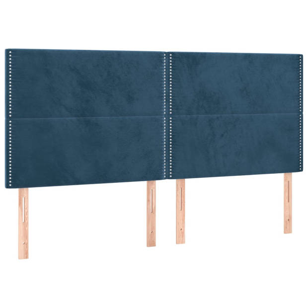 vidaXL Hoofdbord LED 200x5x118/128 cm fluweel donkerblauw