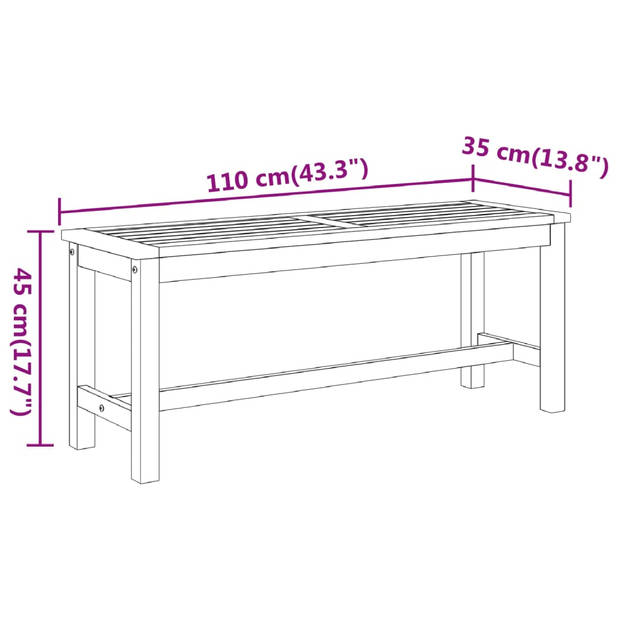 vidaXL Tuinbank 110x35x45 cm massief acaciahout