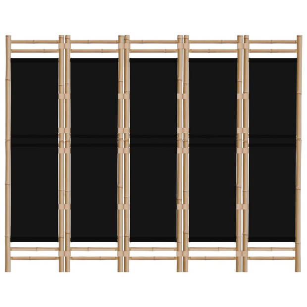 vidaXL Kamerscherm 5-panelen inklapbaar 200 cm bamboe en canvas