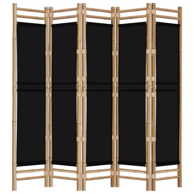 vidaXL Kamerscherm 5-panelen inklapbaar 200 cm bamboe en canvas