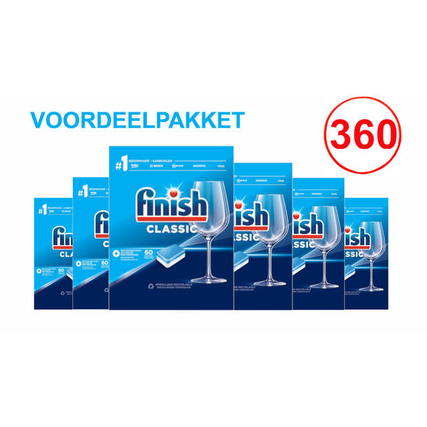 Finish Classic Vaatwastabletten Megavoordeelverpakking - 6 x 60 tabs - Jaarpakket