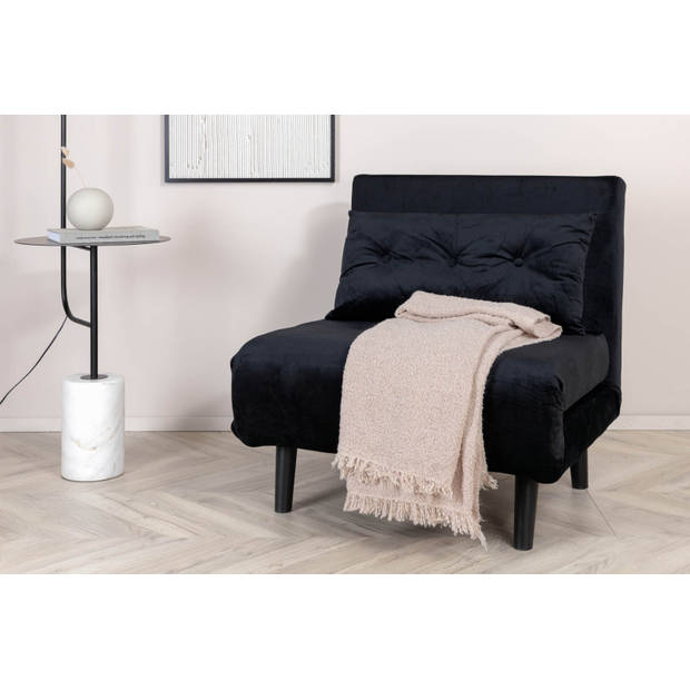 Vicky slaapbank ,fauteuil velours zwart.