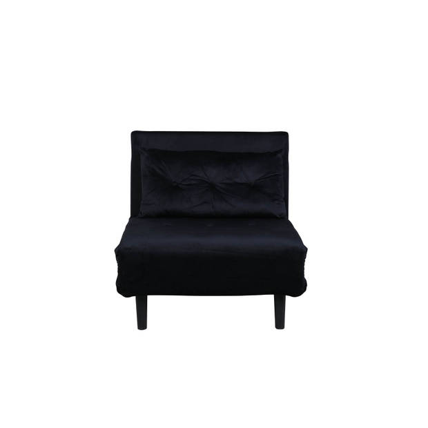 Vicky slaapbank ,fauteuil velours zwart.