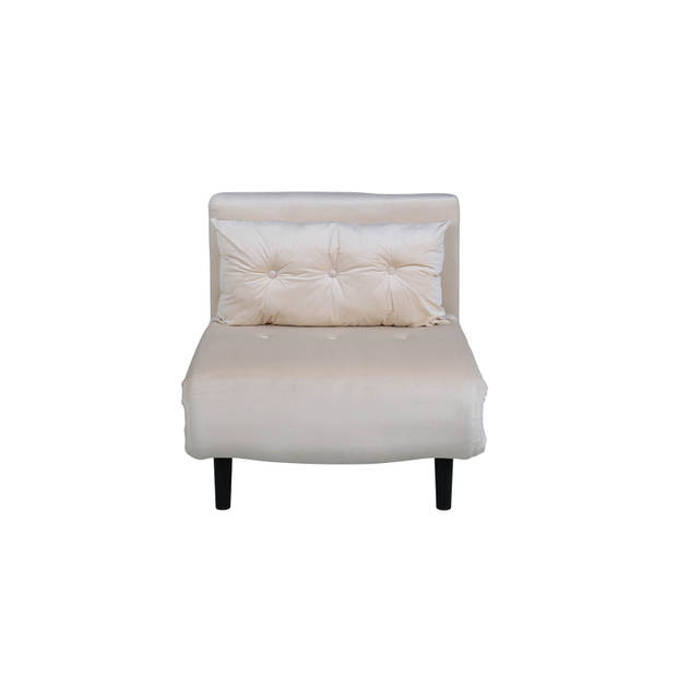 Vicky slaapbank ,fauteuil velours beige.