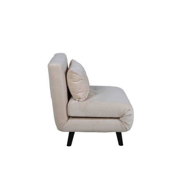 Vicky slaapbank ,fauteuil velours beige.