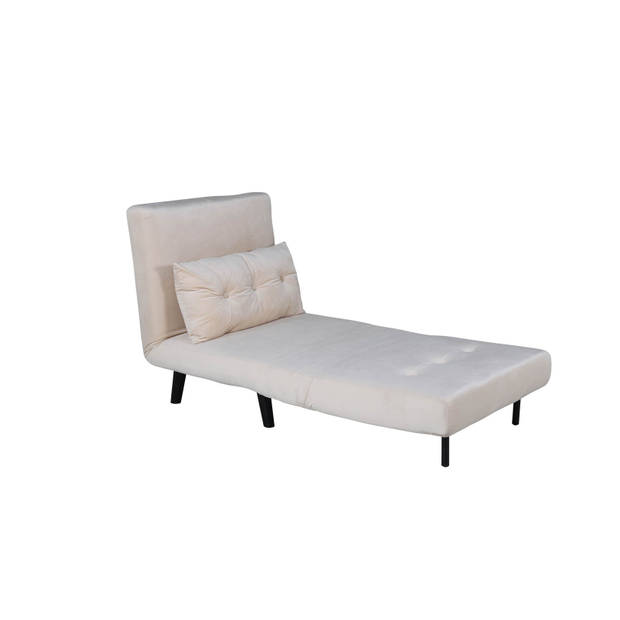 Vicky slaapbank ,fauteuil velours beige.