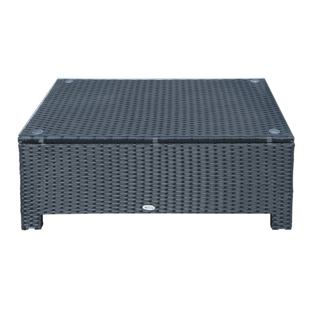 Tuintafel - Tuintafeltje - Balkontafel - Bijzettafel - Koffietafel - Poly Rattan - Grijs - 85 cm x 50 cm x 39 cm