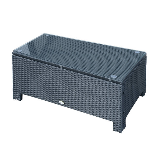 Tuintafel - Tuintafeltje - Balkontafel - Bijzettafel - Koffietafel - Poly Rattan - Grijs - 85 cm x 50 cm x 39 cm