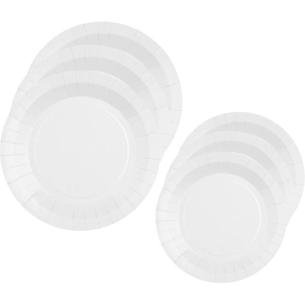 Santex Feest borden set - 20x stuks - wit - 17 cm en 22 cm - Feestbordjes