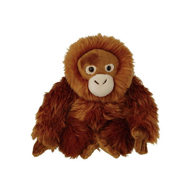 Apen serie zachte pluche knuffels 2x stuks - Maki aap en Orang Utan aap van 18 cm - Knuffeldier