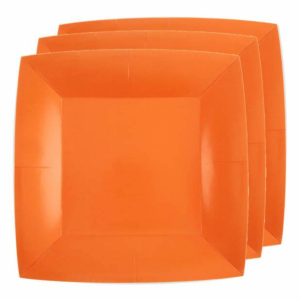 Santex 10x wegwerp bordjes en bekertjes - oranje - Feestbordjes
