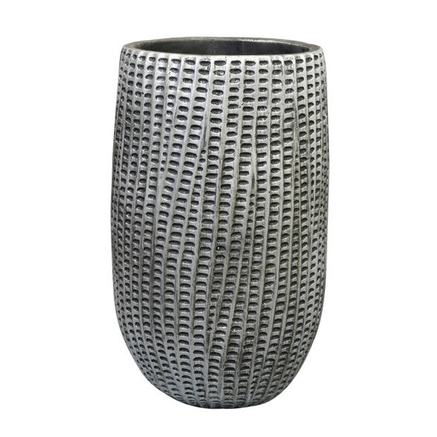 Ter Steege Bloempot/plantenpot hoog - binnen - zwart/metaal - D15/H24 cm - cement - Plantenpotten