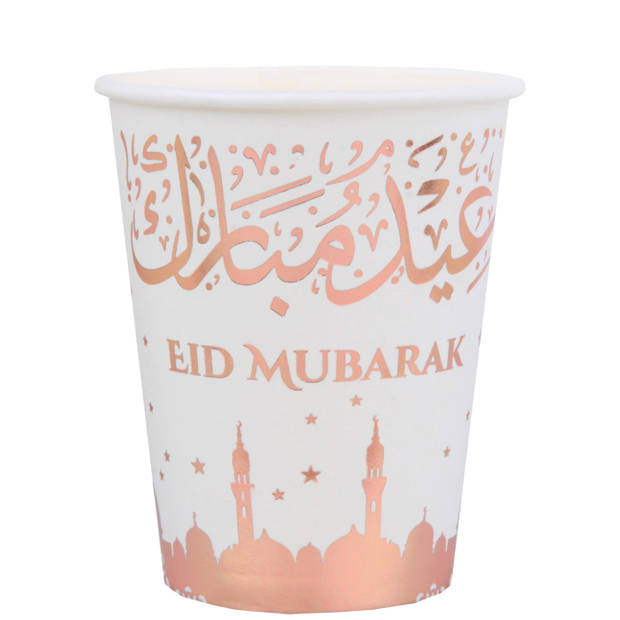 Ramadan thema suikerfeest set 20x bordjes en bekertjes - Eid Mubarak - Feestbordjes