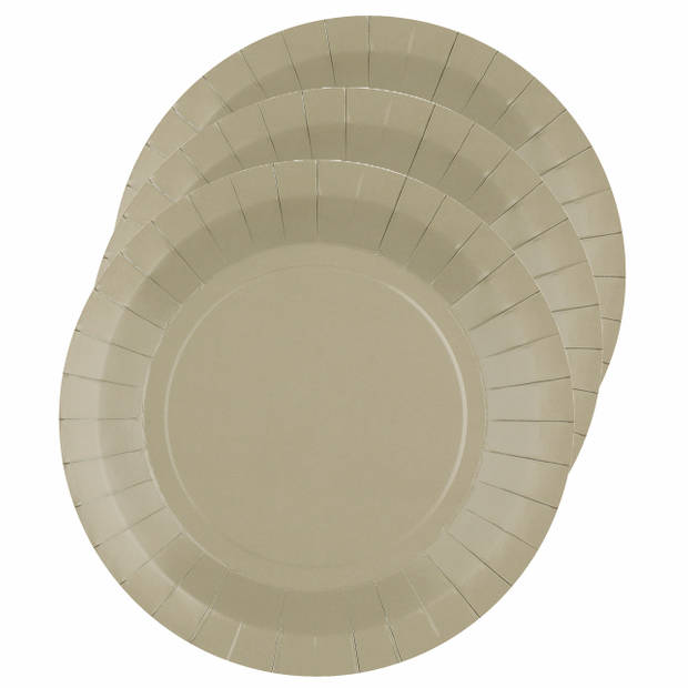 Santex feest gebak/taart bordjes - taupe - 20x stuks - karton - D17 cm - Feestbordjes