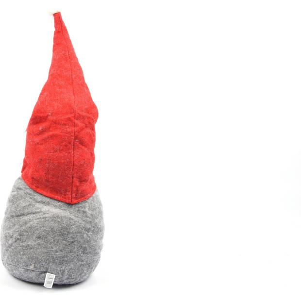 Schattige Kerstman Gnoom Pluche Pop - Rood, Grijs, Wit - 71cm Hoog - Kerst Kabouter Decoratie