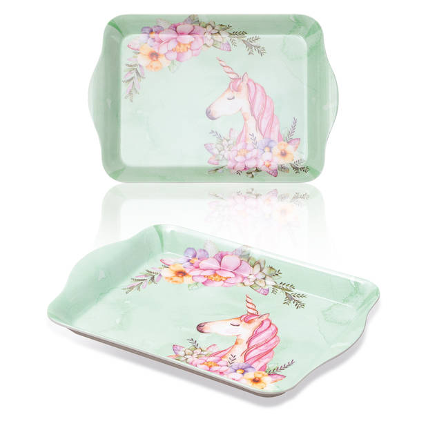 St Helens Home and Garden mini melamine dienblad - 21 x 14 cm - unicorn