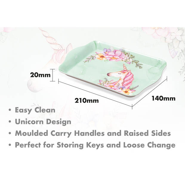 St Helens Home and Garden mini melamine dienblad - 21 x 14 cm - unicorn