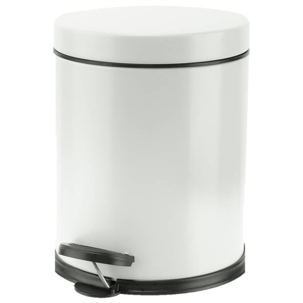 Badkamer/toilet set pedaalemmer 5 liter en toiletborstel RVS wit - Badkameraccessoireset