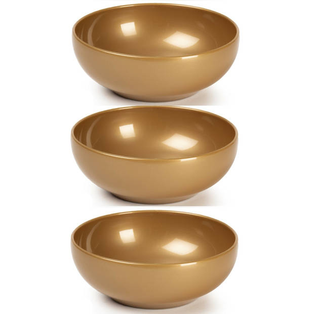 Set van 6x kommetjes/schaaltjes - Dessert/ontbijt - Kunststof - D16 cm - Goud-kleurig - Kommetjes