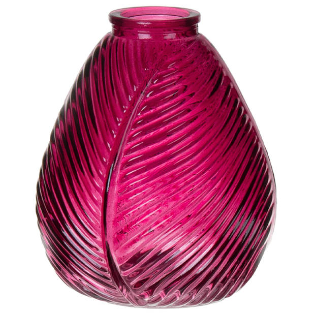 Bellatio Design Bloemenvaas - 2x - paars transparant glas - D14 x H16 cm - Vazen