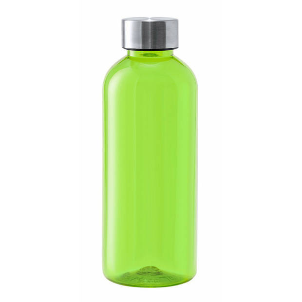 Kunststof waterfles/drinkfles/sportfles - 2x - groen - met RVS dop - 600 ml - Drinkflessen